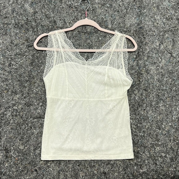 Rope Picnic Tops - Lace Trim Ivory Camisole Top